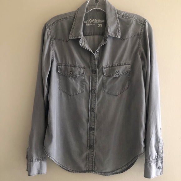GAP 1969 Stone Washed Western Style Button Down Top - Picture 1 of 11